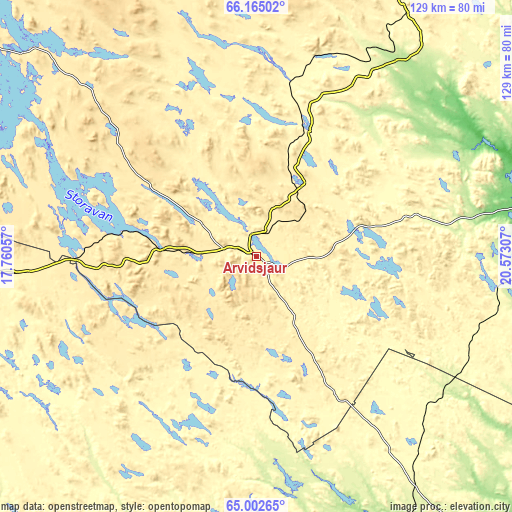 Topographic map of Arvidsjaur