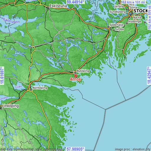 Topographic map of Arnö