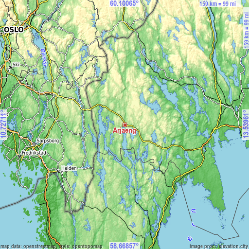 Topographic map of Årjäng