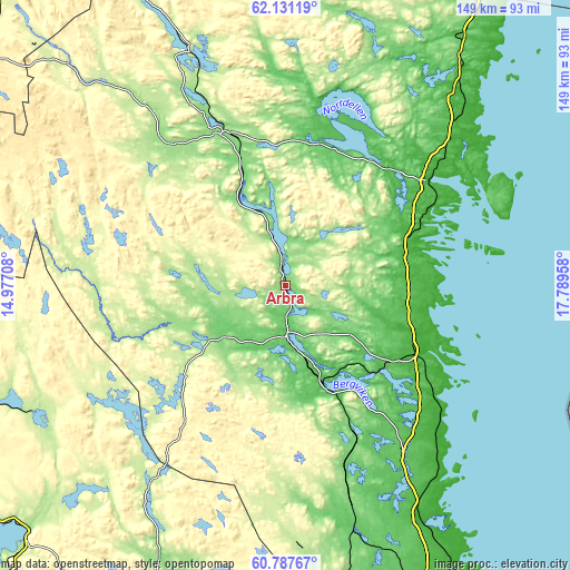 Topographic map of Arbrå