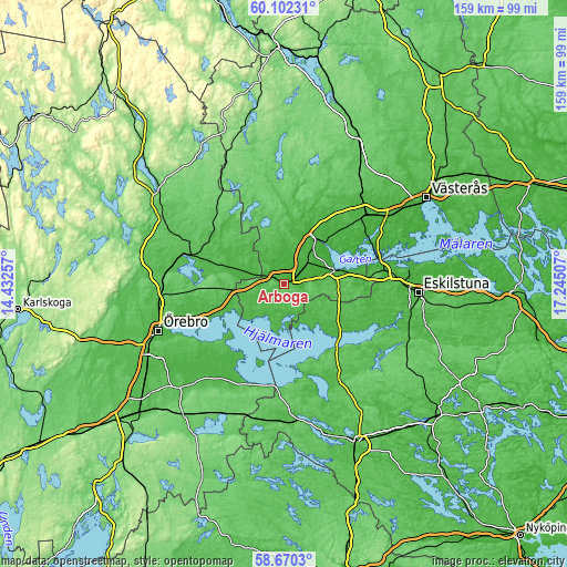 Topographic map of Arboga