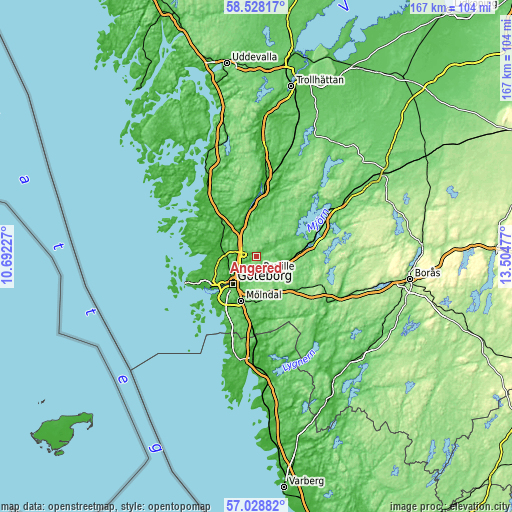 Topographic map of Angered