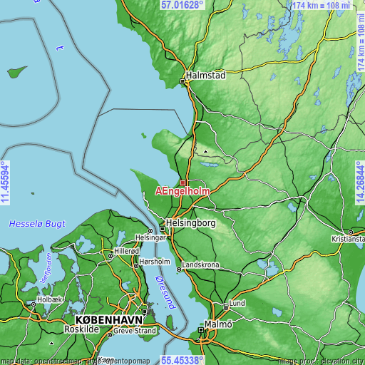 Topographic map of Ängelholm