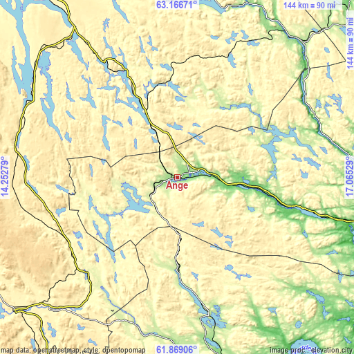 Topographic map of Ånge