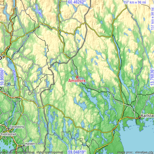Topographic map of Åmotfors