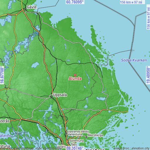 Topographic map of Alunda