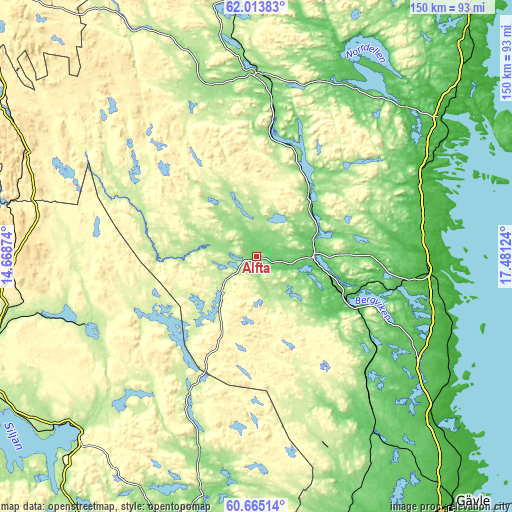 Topographic map of Alfta