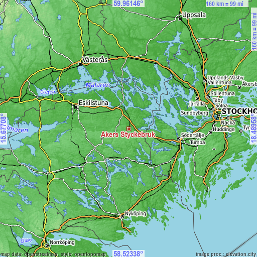 Topographic map of Åkers Styckebruk