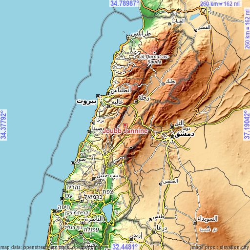 Topographic map of Joubb Jannîne