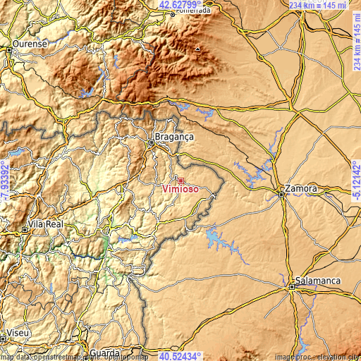 Topographic map of Vimioso