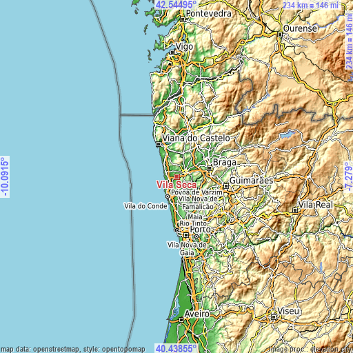 Topographic map of Vila Seca