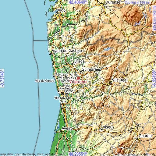 Topographic map of Vilarinho