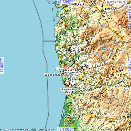 Topographic map of Vilar de Figos