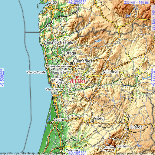 Topographic map of Vila Meã