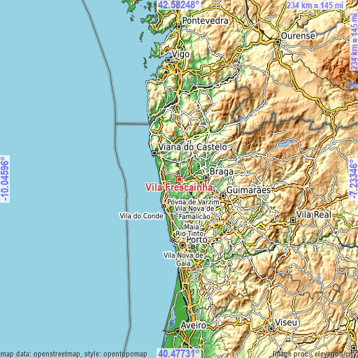 Topographic map of Vila Frescainha