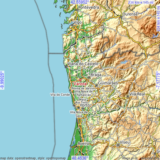 Topographic map of Várzea