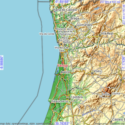 Topographic map of Válega