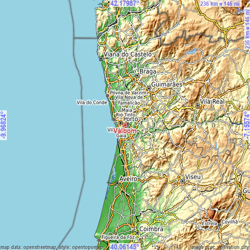 Topographic map of Valbom