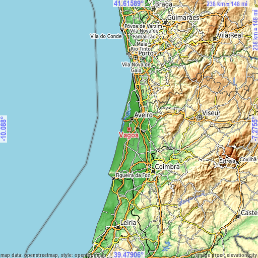 Topographic map of Vagos