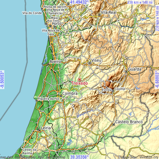 Topographic map of Treixedo