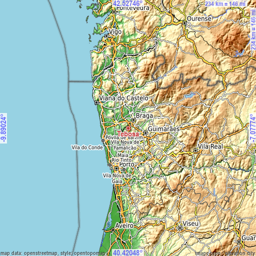 Topographic map of Tebosa