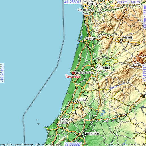 Topographic map of Tavarede