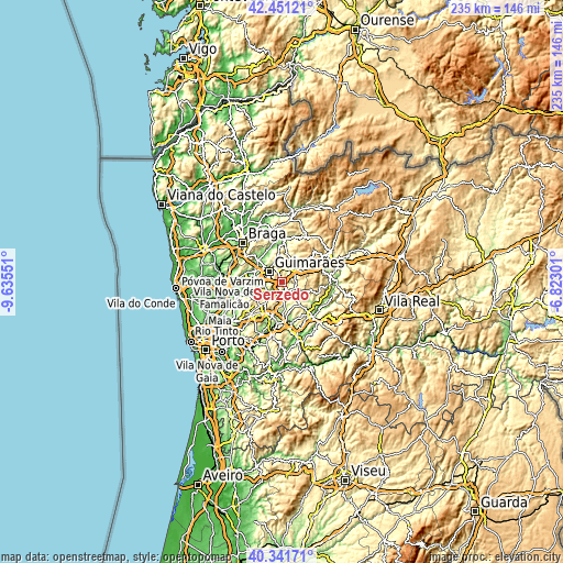 Topographic map of Serzedo