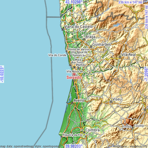 Topographic map of Serzedo