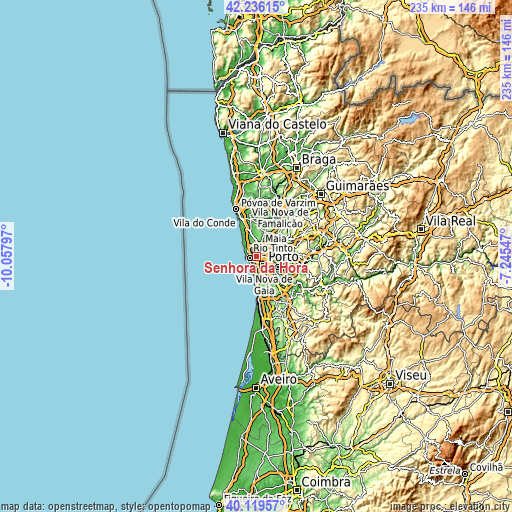 Topographic map of Senhora da Hora