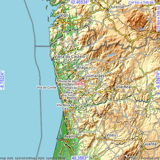 Topographic map of Selho