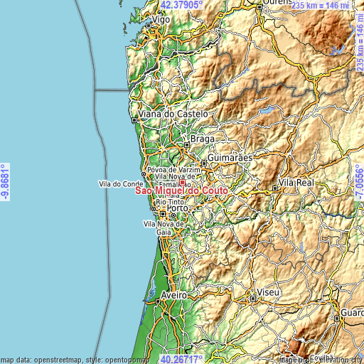 Topographic map of São Miguel do Couto