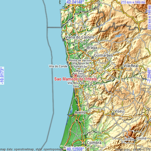 Topographic map of São Mamede de Infesta