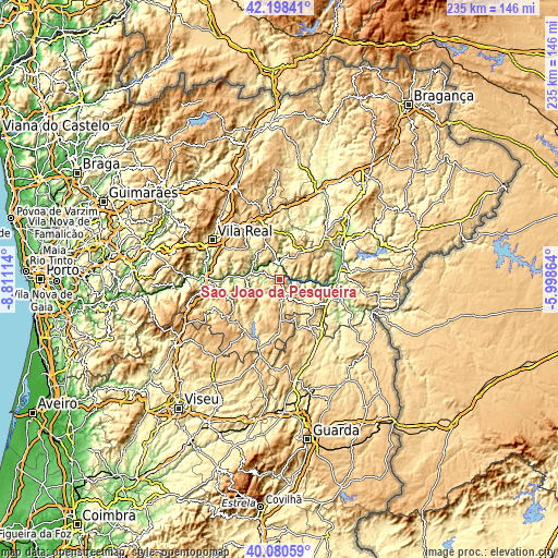 Topographic map of São João da Pesqueira