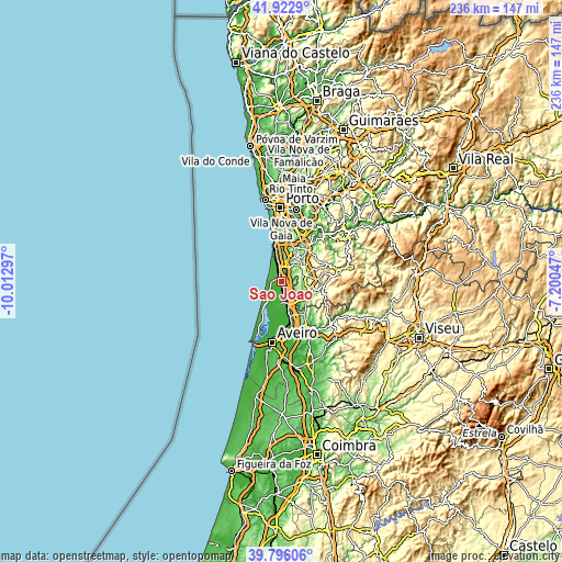 Topographic map of São João