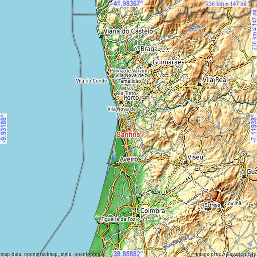 Topographic map of Sanfins