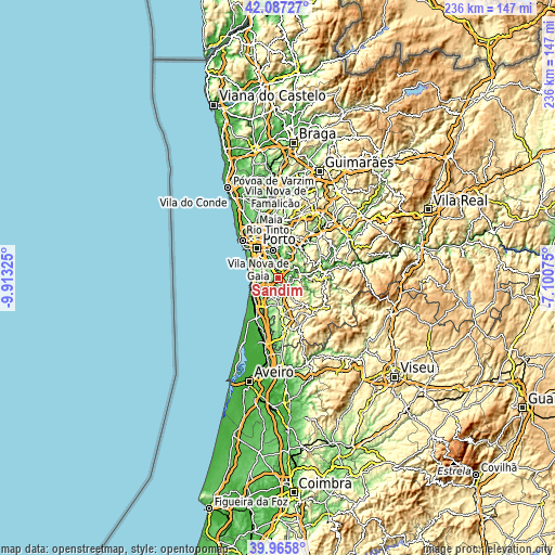 Topographic map of Sandim