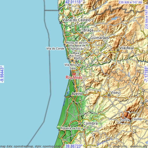 Topographic map of Rio Meão