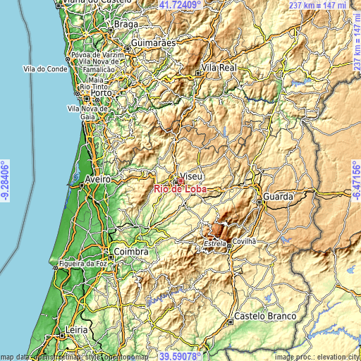 Topographic map of Rio de Loba