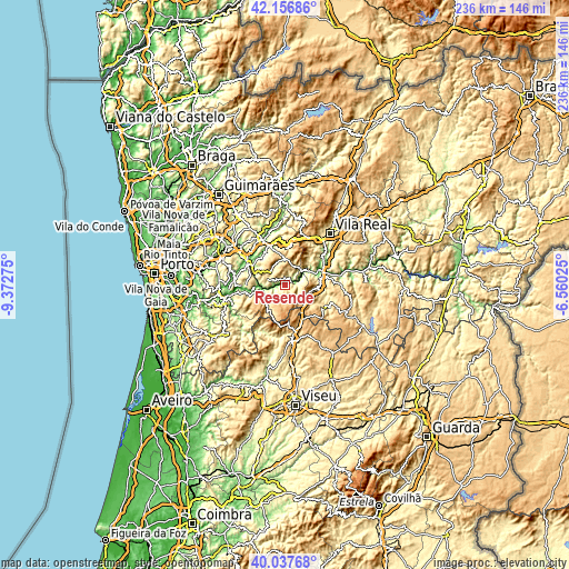 Topographic map of Resende