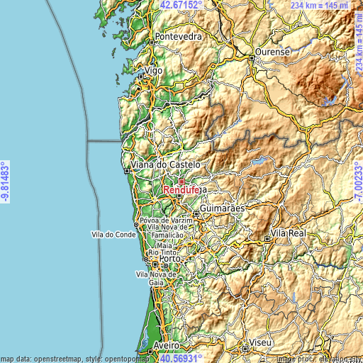 Topographic map of Rendufe