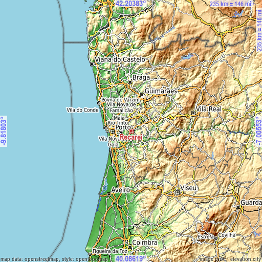 Topographic map of Recarei