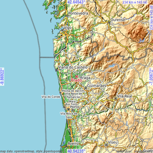 Topographic map of Prado