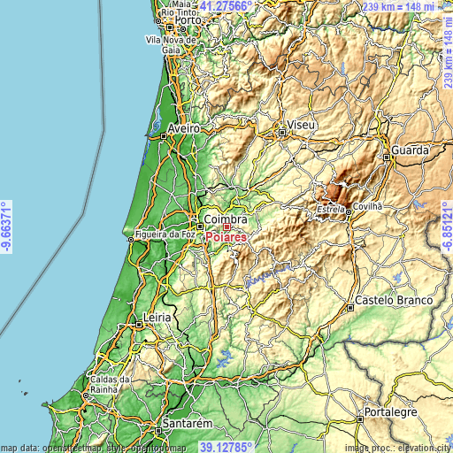 Topographic map of Poiares