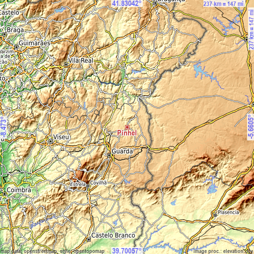 Topographic map of Pinhel