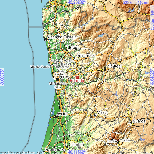 Topographic map of Perafita