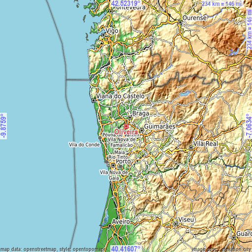 Topographic map of Oliveira