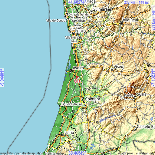 Topographic map of Oiã