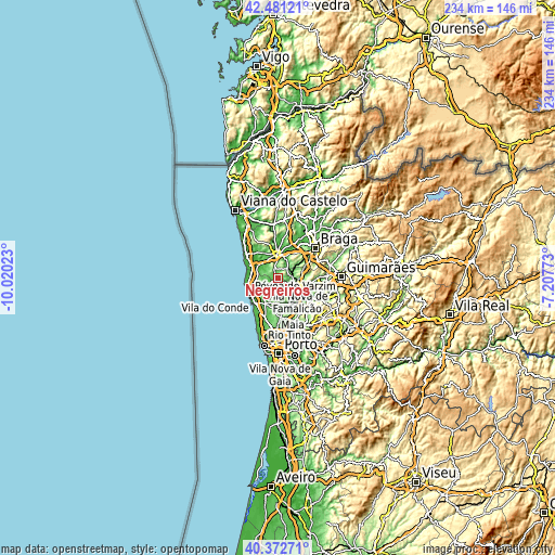 Topographic map of Negreiros