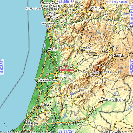 Topographic map of Mortágua