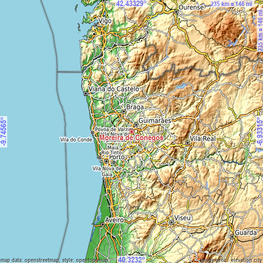 Topographic map of Moreira de Conegos